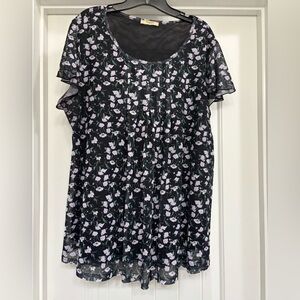 Floral Black and Purple Women's Top